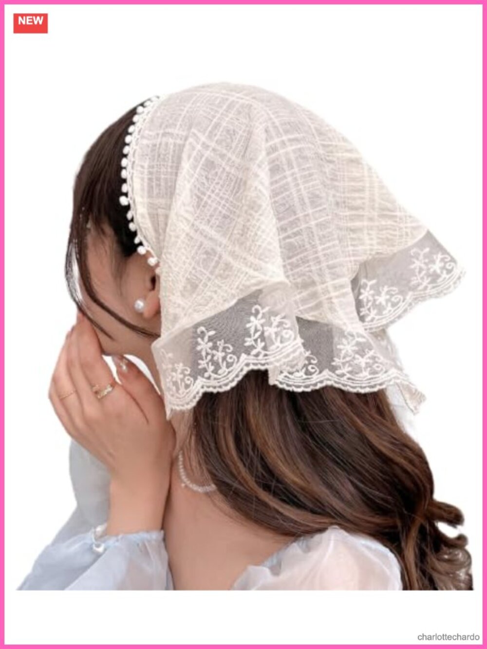 Lace Floral Head Scarf Bandana Tie-Back Hair Accessory Women